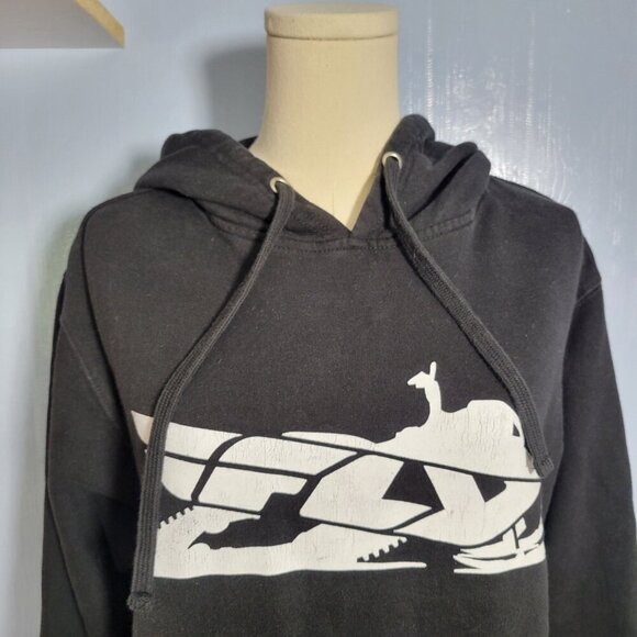 Fly Racing Snow Primary Woman's Small Black White Print Hooded Hoodie - Picture 2 of 12